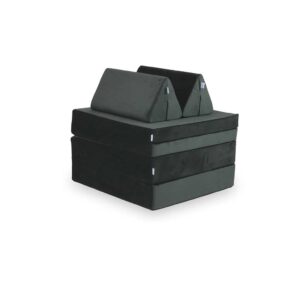 Soft & stylish Graphite Velvet Modular Play Sofa for kids – for playrooms, nurseries & Montessori spaces. Handmade & delivered across Ireland & EU. Order now!