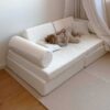 White Boucle Modular 10 Piece Play Sofa for children – for playrooms, nurseries & Montessori spaces. Handmade & delivered across Ireland & EU. Order now!
