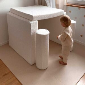 White Boucle Modular 10 Piece Play Sofa for children – for playrooms, nurseries & Montessori spaces. Handmade & delivered across Ireland & EU. Order now!