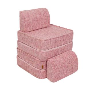 Pocket Sofa Classic: 6 Part Set. Compact space-saving Tangle Bubblegum Pink Kids Sofa. Handmade, washable covers. For play, gaming, reading & relaxation.