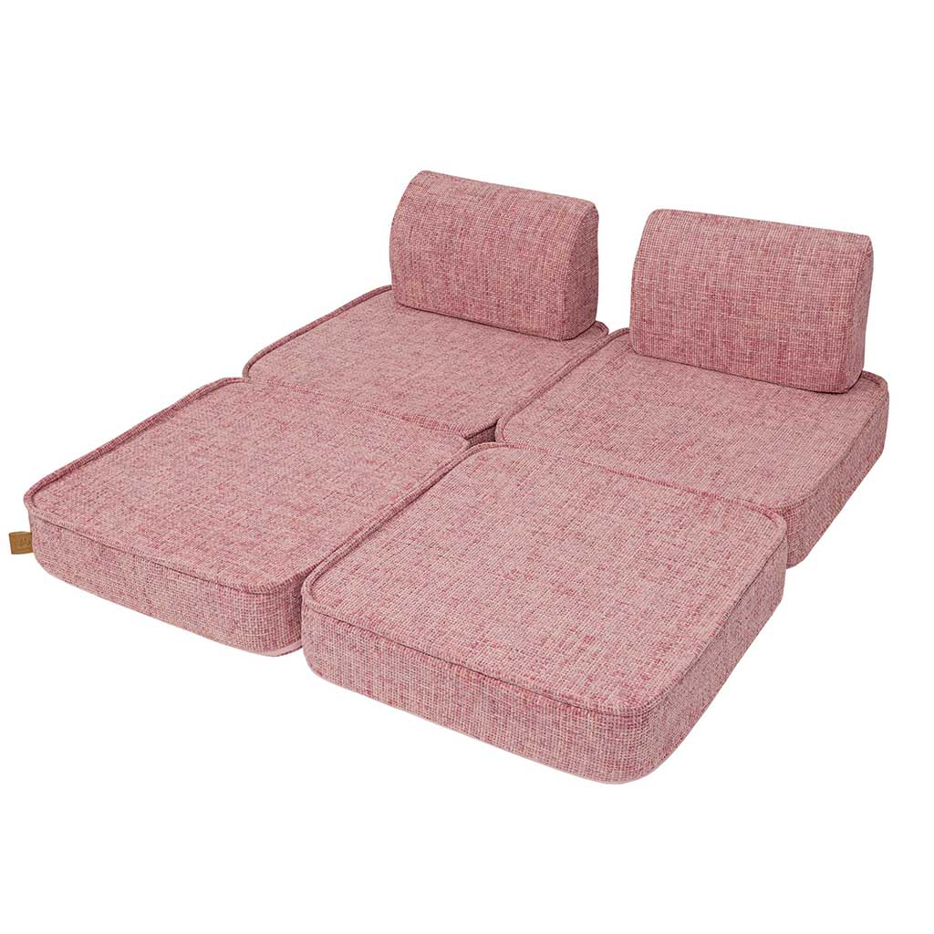 Pocket Sofa Classic: 6 Part Set. Compact space-saving Tangle Bubblegum Pink Kids Sofa. Handmade, washable covers. For play, gaming, reading & relaxation.