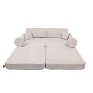 Kids’ Play Sofa In Champagne Ecru Boucle - Premium ultra-soft, safe & modular for creative play. Shop comfy & stylish play sofas for kids! Ireland & EU!