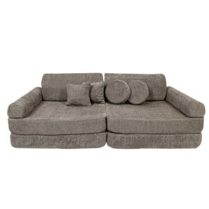 Kids’ Play Sofa In Tan Beige Boucle - Premium ultra-soft, safe & modular for creative play. Shop comfy & stylish childs sofas for kids! Ireland & EU!