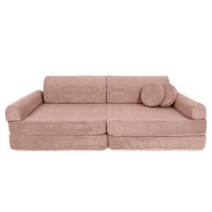 Children’s Play Sofa in Pink Slimcord. Premium ultra-soft, safe & modular for creative play. Shop comfy & stylish play sofas for kids! Delivered Ireland & EU!