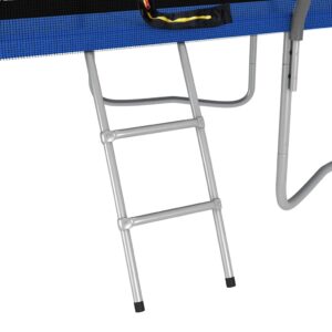 Rectangular Trampoline - Blue, Grey & Black Garden Trampoline 274x183 cm (9x6 ft) for Children, Galvanised Steel with Ladder & Rain Cover. Delivered Ireland