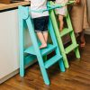 Foldable Learning Tower & Kitchen Step for Children in Blue. Handmade kitchen & bathroom step stool learning tower for kids. Delivered Ireland, EU & more!