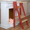 Toddler Folding Kitchen Step Stool in Terracotta Red & Natural. Handmade kitchen & bathroom step stool learning tower for children. Ireland, EU & more!