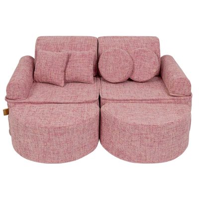 Pocket Sofa Max: 14 Part Tangle Bubblegum Pink Play Sofa. Compact & space-saving with Handmade, washable covers for play, gaming, reading & relaxation.