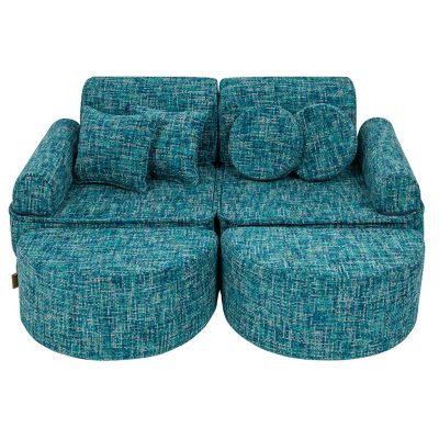 Pocket Sofa Max: 14 Part Tangle Lagoon Blue Play Sofa. Compact & space-saving with Handmade, washable covers for play, gaming, reading & relaxation. Ireland & EU!