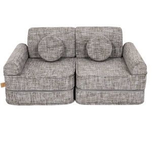 Pocket Sofa Plus: 12 Part Set. Compact space-saving Tangle Moon Grey Play Sofa. Handmade, washable covers. For play, gaming, reading & relaxation in Ireland & EU.