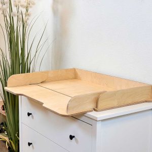 Baby Changing Table Topper – Removable Baby Changing Station in natural finish, including IKEA. Fast Ireland & EU shipping. Fits Most Chests of Drawers!