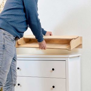 Baby Changing Table Topper – Removable Baby Changing Station in natural finish, including IKEA. Fast Ireland & EU shipping. Fits Most Chests of Drawers!
