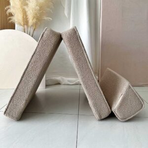 A cosy 3-in-1 foam armchair, lounger & play spot for children. Made with soft Beige bouclé. Machine-washable & eco-friendly. Ireland & EU ShopStreet.ie