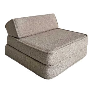 A cosy 3-in-1 foam armchair, lounger & play spot for children. Made with soft Beige bouclé. Machine-washable & eco-friendly. Ireland & EU ShopStreet.ie