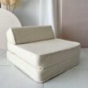 Kids Foldable Chair Bed - A cosy 3-in-1 foam chair, lounger & sleepover bed for children. Made with soft Cream bouclé. Machine-washable & eco-friendly. Ireland & EU ShopStreet.ie