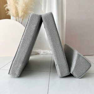 A cosy 3-in-1 foam armchair, lounger & play spot for children. Made with soft Grey bouclé. Machine-washable & eco-friendly. Ireland & EU ShopStreet.ie