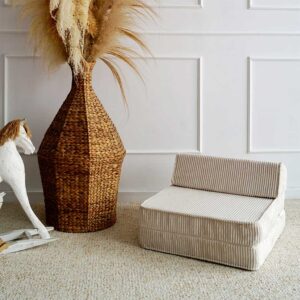 3-in-1 fold-out kids’ armchair, daybed & play lounger in soft cream corduroy. Stylish, washable & comfy. Tracked delivery across Ireland & EU.