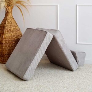 Folding Childs’ Armchair, Day Bed / Sleep Over Sofa Bed & Play Lounger in soft grey corduroy. Stylish, washable & comfy. Tracked delivery Ireland & EU.