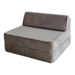 Folding Childs’ Armchair, Day Bed / Sleep Over Sofa Bed & Play Lounger in soft grey corduroy. Stylish, washable & comfy. Tracked delivery Ireland & EU.