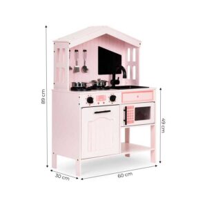 Size Wooden play kitchen with oven, microwave, sink, clicking knob. Safe, fun & stylish. Ideal gift for kids 3+. Tracked Irish & EU delivery.