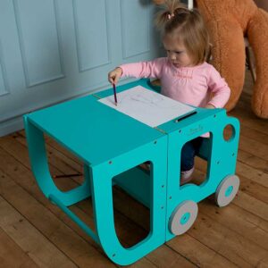Discover our Blue Convertible Car Kitchen Helper Learning Tower – a playful 2-step toddler stool that transforms into a table and chair. With its fun car design and Montessori-inspired function, it's perfect for helping in the kitchen or learning through play. Space-saving and safe for young children. Personalisation available. Exclusive to ShopStreet.ie in Ireland with tracked delivery.
