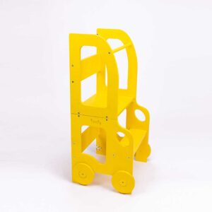 Explore our Bumblebee Yellow 3-in-1 Car Kitchen Helper Learning Tower – a convertible toddler step stool in a fun car shape. Featuring a two step platform and transforming into a table and chair, it’s the perfect blend of safety, function and playful design for young children. Ideal for kitchens, playrooms and more. Personalised with Childs Name & Exclusive to ShopStreet.ie in Ireland. Tracked Delivery.