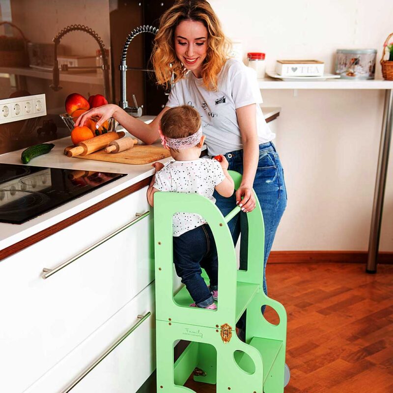 Explore our Green 3-in-1 Car Kitchen Helper Learning Tower – a convertible toddler step stool in a fun car shape. Featuring a two step platform and transforming into a table and chair, it’s the perfect blend of safety, function and playful design for young children. Ideal for kitchens, playrooms and more. Personalised with Childs Name & Exclusive to ShopStreet.ie in Ireland. Tracked Delivery.