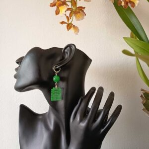Handmade carved jade Double Happiness earrings featuring the Chinese Xi symbol. Elegant, meaningful jewellery – perfect gift for love, joy & prosperity, Ireland