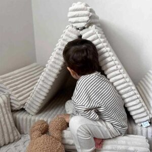 Mini Play Sofa For Kids: Beige Waffle Modular 10 Part Play Sofa delivered Ireland, EU & more. Montessori Furniture Handmade for Children, Nursery & Playroom