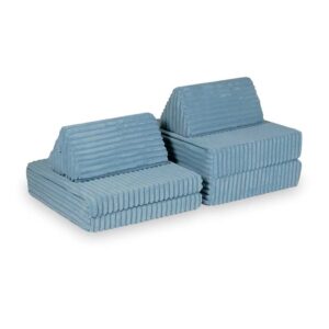 Mini Play Sofa For Kids: Blue Waffle Corduroy Modular 6 Part Play Sofa delivered Ireland, EU & more. Montessori Toy Handmade for Children, Nursery & Playroom