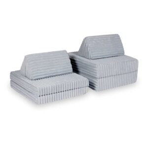Mini Play Sofa For Kids: Grey Waffle Corduroy Modular 6 Part Play Sofa delivered Ireland, EU & more. Montessori Toy Handmade for Children, Nursery & Playroom