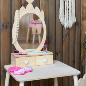 Children’s Dressing Table with Mirror & Chair