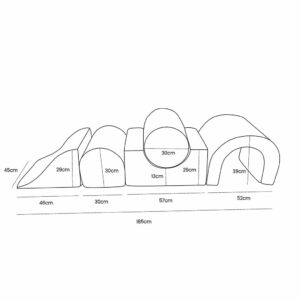 Size: 5-piece foam play set for toddlers with premium corduroy covers, indoor soft play obstacle course, machine washable modular blocks. Tracked delivery Ireland & EU.