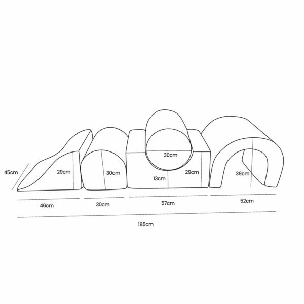 Size: 5-piece foam play set for toddlers with premium corduroy covers, indoor soft play obstacle course, machine washable modular blocks. Tracked delivery Ireland & EU.