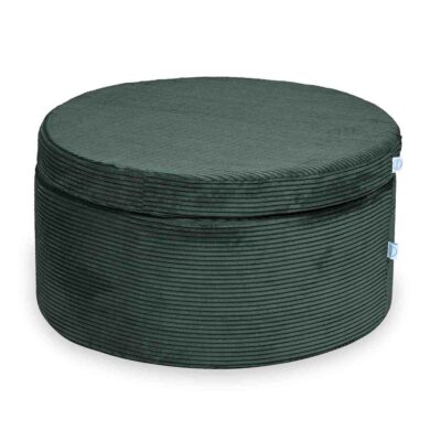 Pouffe & Foam Play Set 2-in-1 in Green corduroy, space-saving design, five modular elements assembled into a footstool pouffe, soft washable corduroy cover, child-safe, tracked shipping Ireland & EU