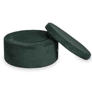Pouffe & Foam Play Set 2-in-1 in Green corduroy, space-saving design, five modular elements assembled into a footstool pouffe, soft washable corduroy cover, child-safe, tracked shipping Ireland & EU