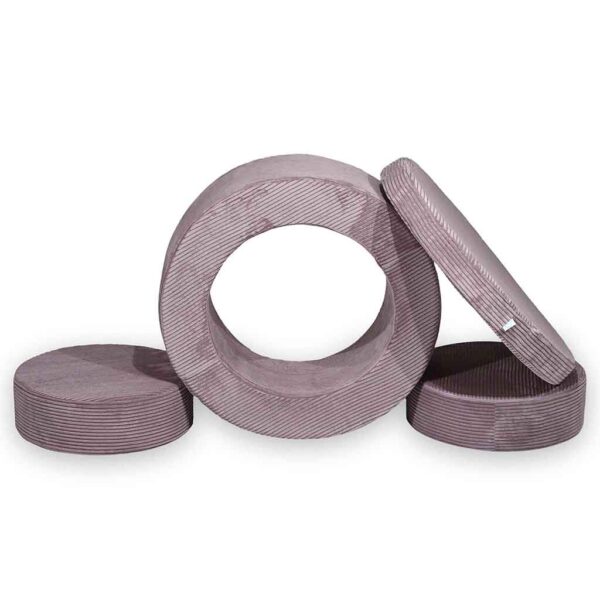 Pouffe Modular Play Set – 2-in-1 kids’ play seat & building blocks, space-saving design, soft washable Lavender Corduroy, fun & safe for all ages. Delivered Ireland & EU
