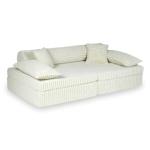 Beige Montessori Waffle Corduroy Play Sofa for kids. Handmade 13-part design, durable & cosy for playrooms & nurseries. Delivered in Ireland & EU.