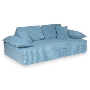 Blue Waffle Corduroy Play Sofa for kids. Handmade montessori 13-part design, durable & cosy for playrooms & nurseries. Delivered in Ireland & EU.