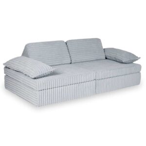 Grey Waffle Corduroy Play Sofa for kids. Handmade montessori 13-part design, durable & cosy for playrooms & nurseries. Delivered in Ireland & EU.