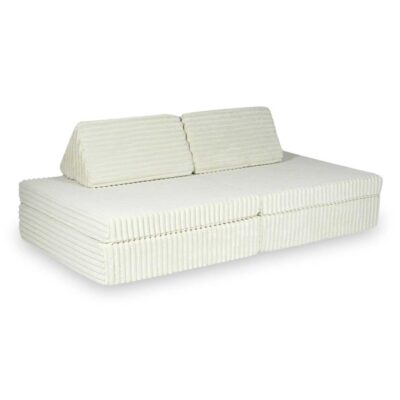 Beige Montessori Waffle Corduroy Play Sofa for kids. Handmade 6-part design, durable & cosy for playrooms & nurseries. Delivered in Ireland & EU.