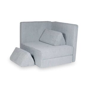 Grey Waffle Play Sofa for kids. Handmade montessori modular 6-part design, durable & cosy for playrooms & nurseries. Delivered in Ireland & EU.