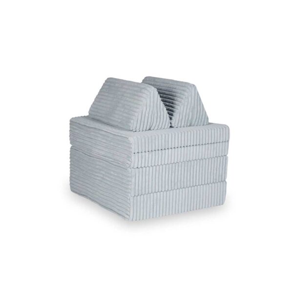 Grey Waffle Play Sofa for kids. Handmade montessori modular 6-part design, durable & cosy for playrooms & nurseries. Delivered in Ireland & EU.