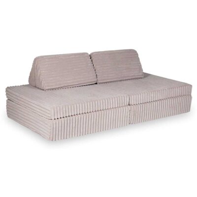 Light Pink Waffle Play Sofa for kids. Handmade montessori modular 6-part design, durable & cosy for playrooms & nurseries. Delivered in Ireland & EU.