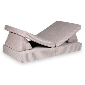 Light Pink Waffle Play Sofa for kids. Handmade montessori modular 6-part design, durable & cosy for playrooms & nurseries. Delivered in Ireland & EU.