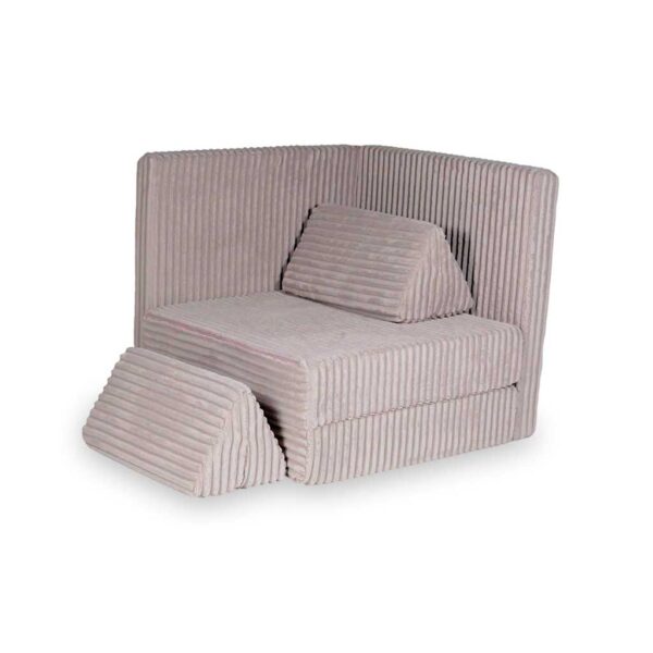 Light Pink Waffle Play Sofa for kids. Handmade montessori modular 6-part design, durable & cosy for playrooms & nurseries. Delivered in Ireland & EU.