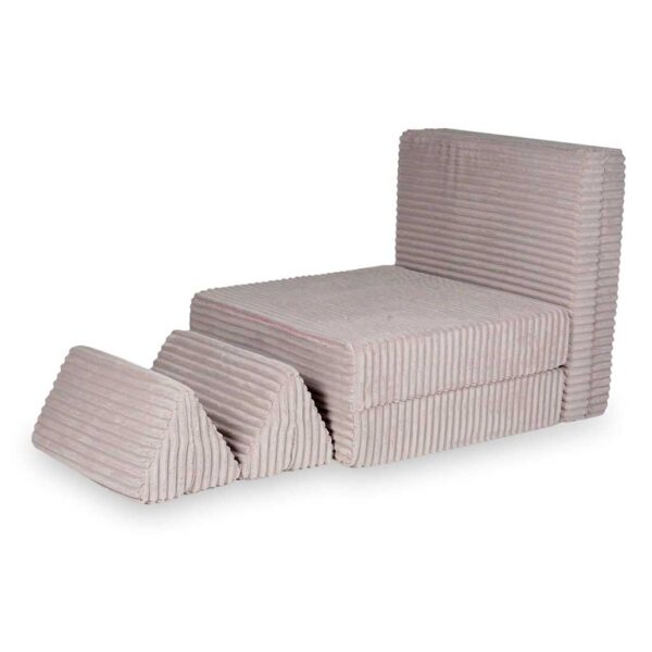 Light Pink Waffle Play Sofa for kids. Handmade montessori modular 6-part design, durable & cosy for playrooms & nurseries. Delivered in Ireland & EU.
