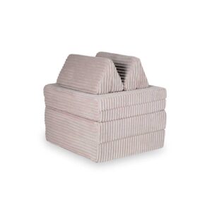 Light Pink Waffle Play Sofa for kids. Handmade montessori modular 6-part design, durable & cosy for playrooms & nurseries. Delivered in Ireland & EU.