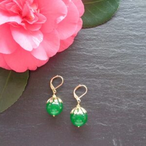 Elegant 16mm natural green jade earrings featuring bold, smooth gemstone drops—perfect for a timeless and sophisticated look. Handmade In Ireland with tracked An Post delivery.