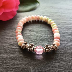 A beautiful pink agate bracelet featuring a Pixiu centerpiece - symbolising love, prosperity and protection in one elegant design. Handmade in Ireland Bracelet Gift For Her with tracked An Post Irish Delivery